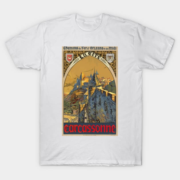 Carcassone, France  - Vintage French Railway Travel Poster T-Shirt by Naves